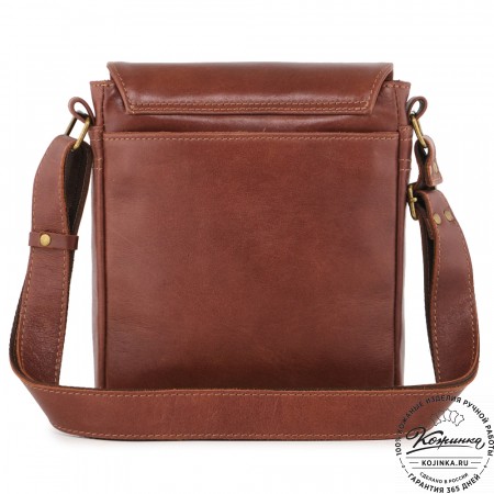  Мужская кожаная сумка "Вильнюс" (коньяк) 